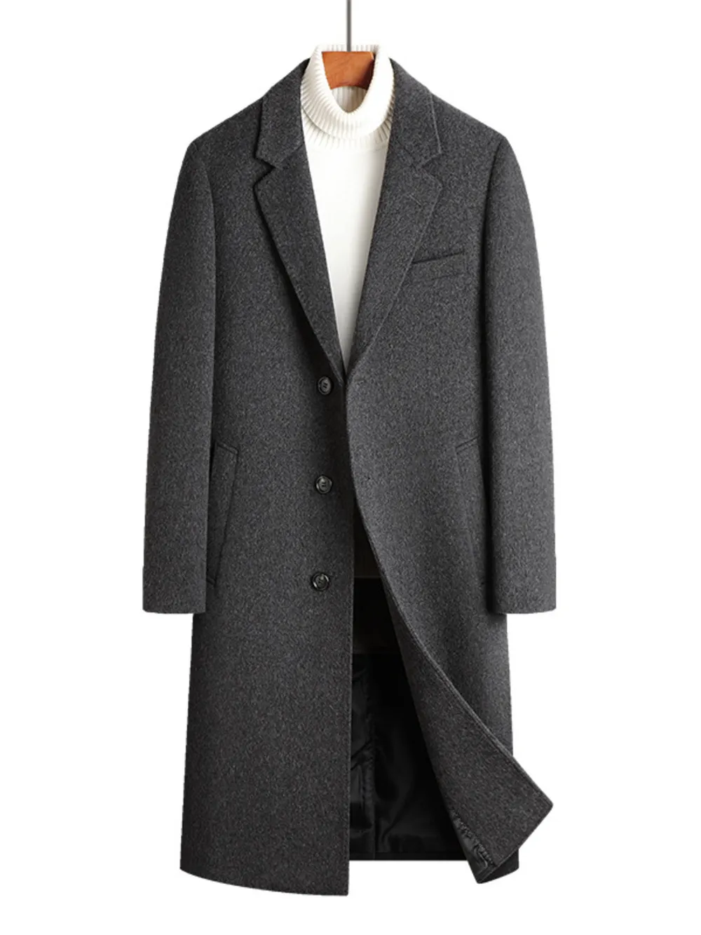 Men's Classic Button Up Longline Overcoat, image 5
