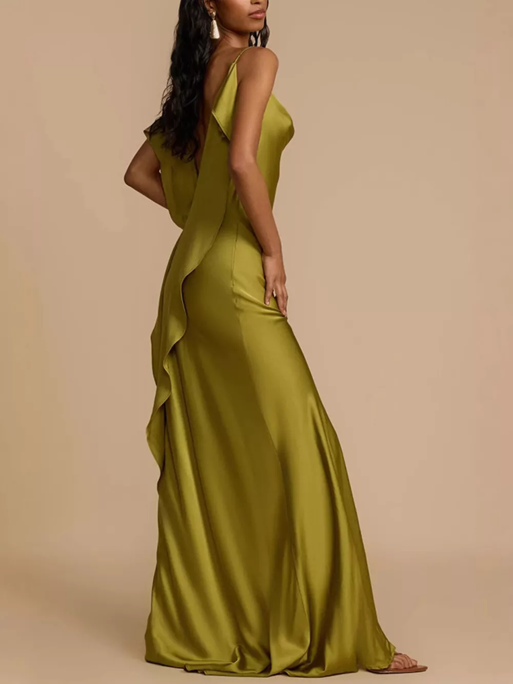 Satin Cowl Neck Slit Maxi Dress, image 5