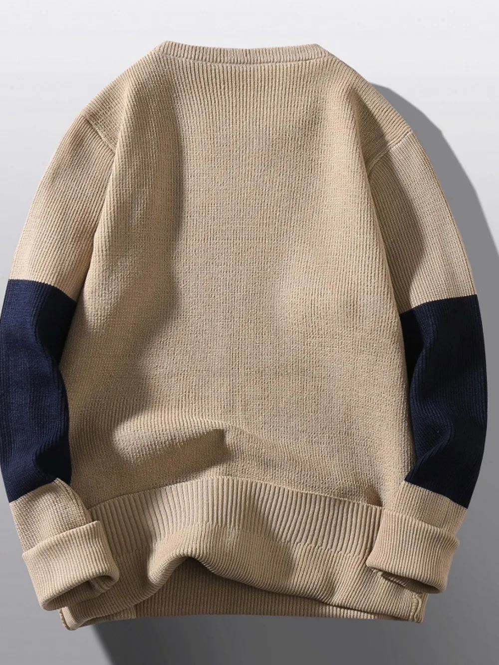 Men's Plus Size Color Block Round Neck Sweater, image 3