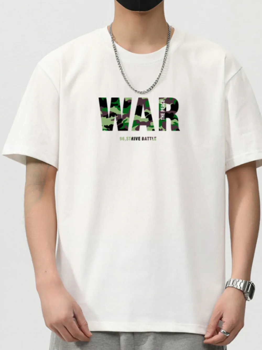 Men's Plus Size Letter Round Neck Short Sleeve T-Shirt, image 5