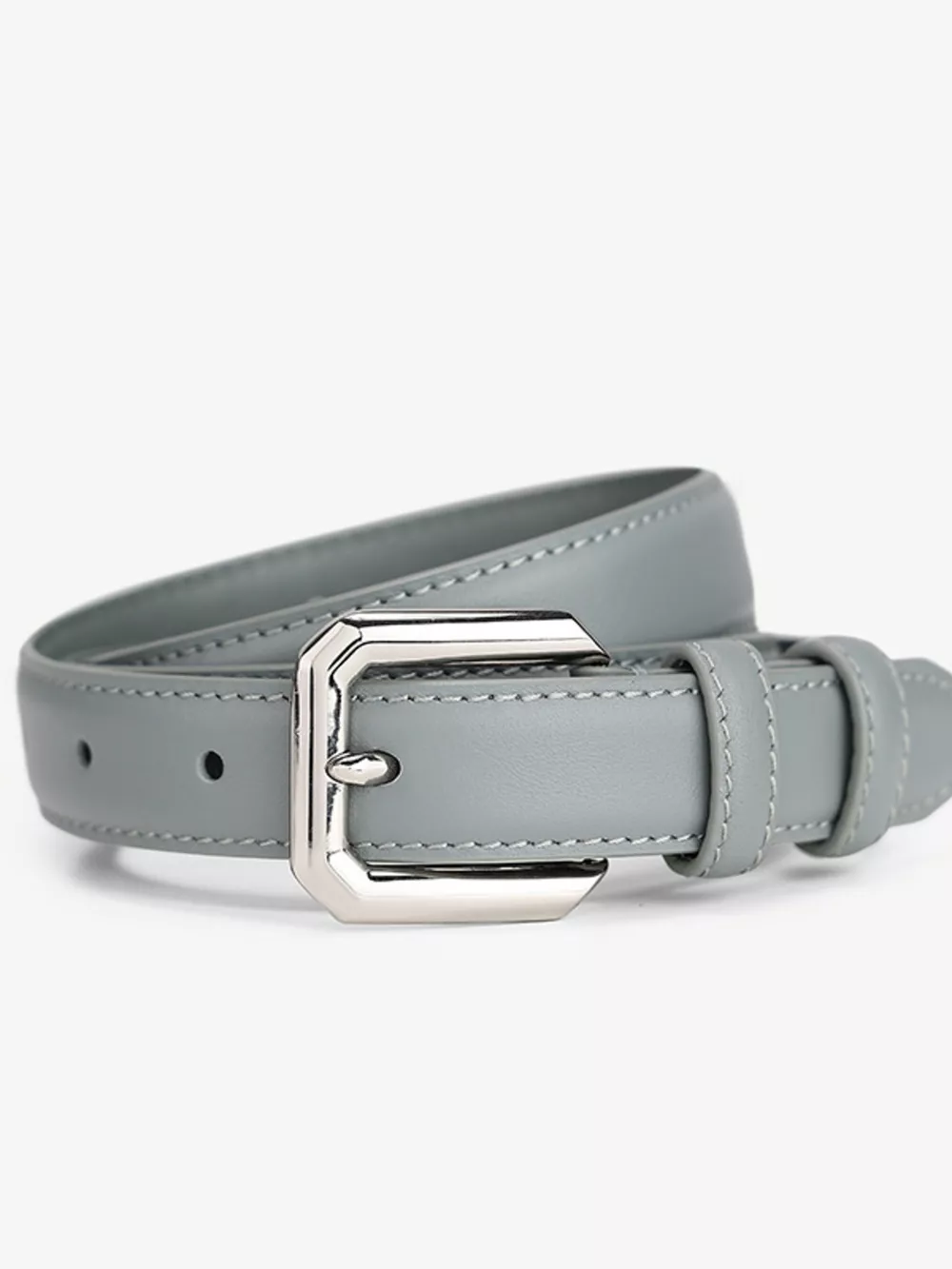 Classic Leather Belt with Silver Buckle, image 5