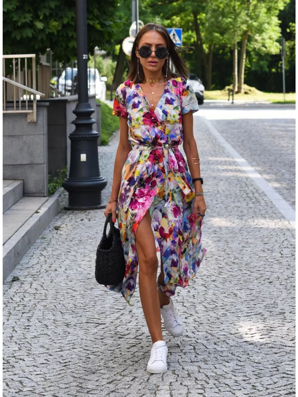 Surplice Short Sleeve Midi Dress, image 23
