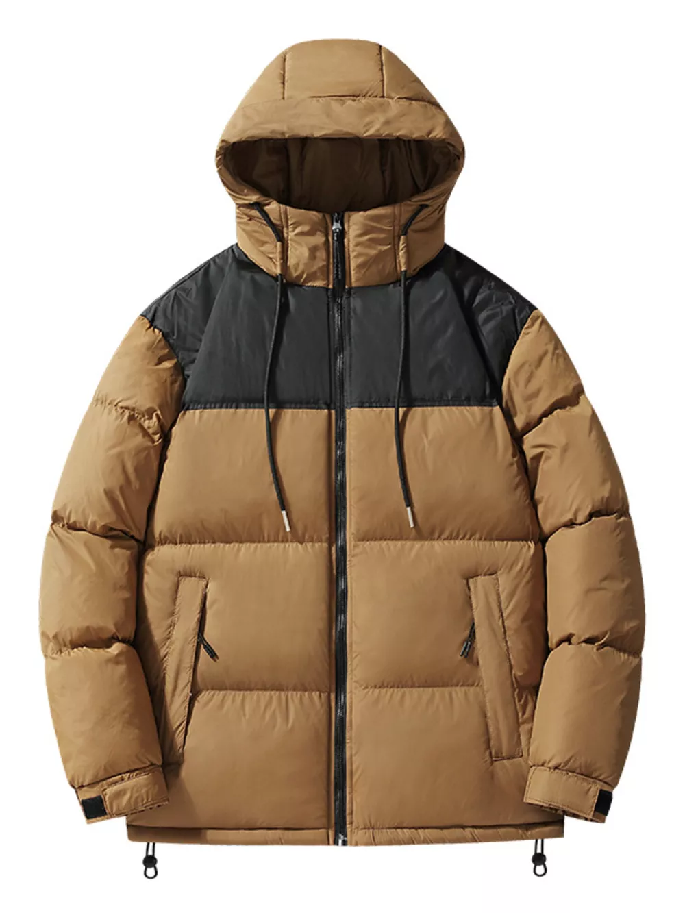 Men's Plus Size Drawstring Hooded Puffer Jacket, image 5