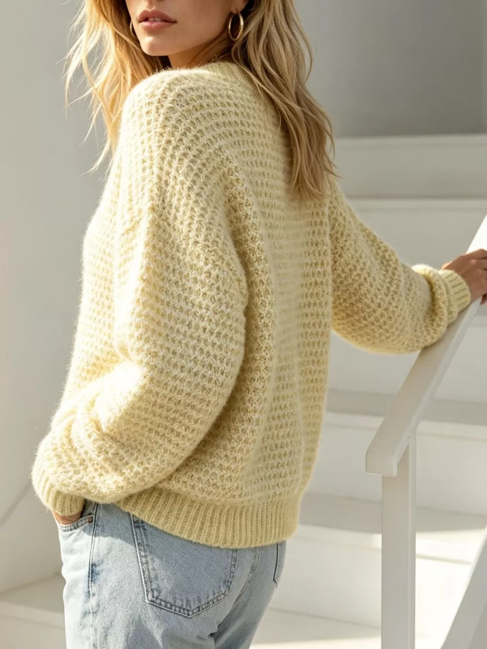 Round Neck Drop Shoulder Sweater, image 4