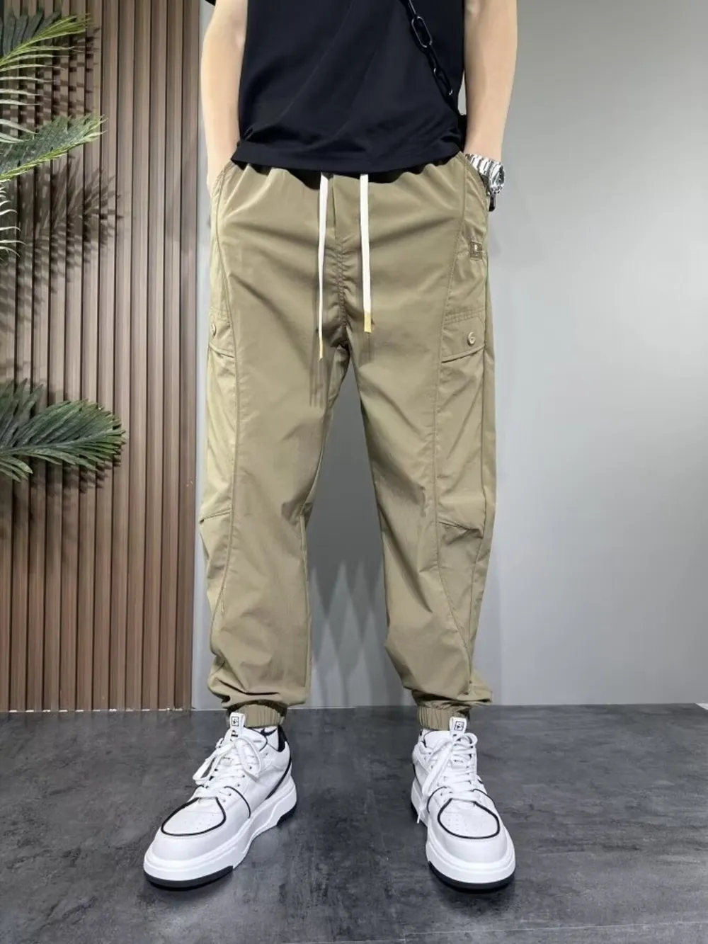 Men's Plus Size Drawstring Loose Fit Joggers, image 3