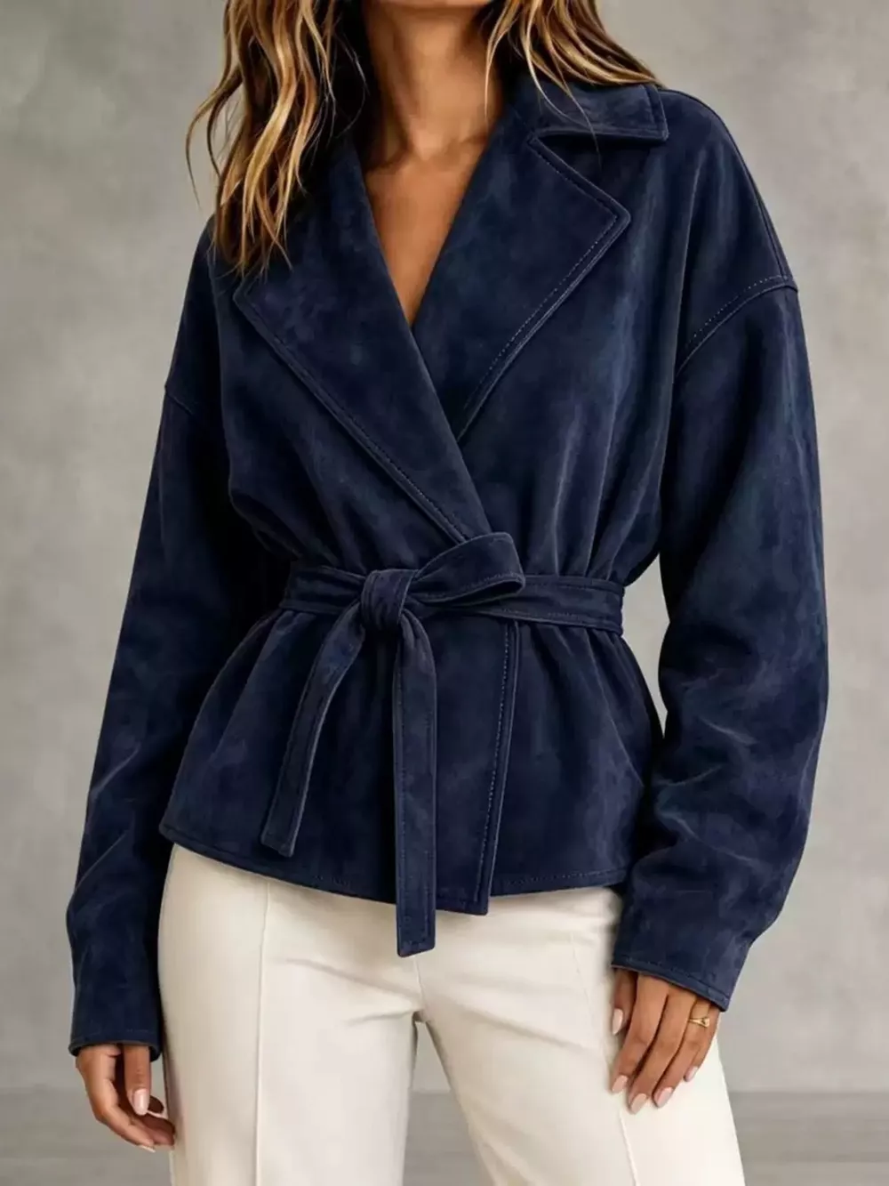Tie-Waist Lapel Collar Jacket, image 8
