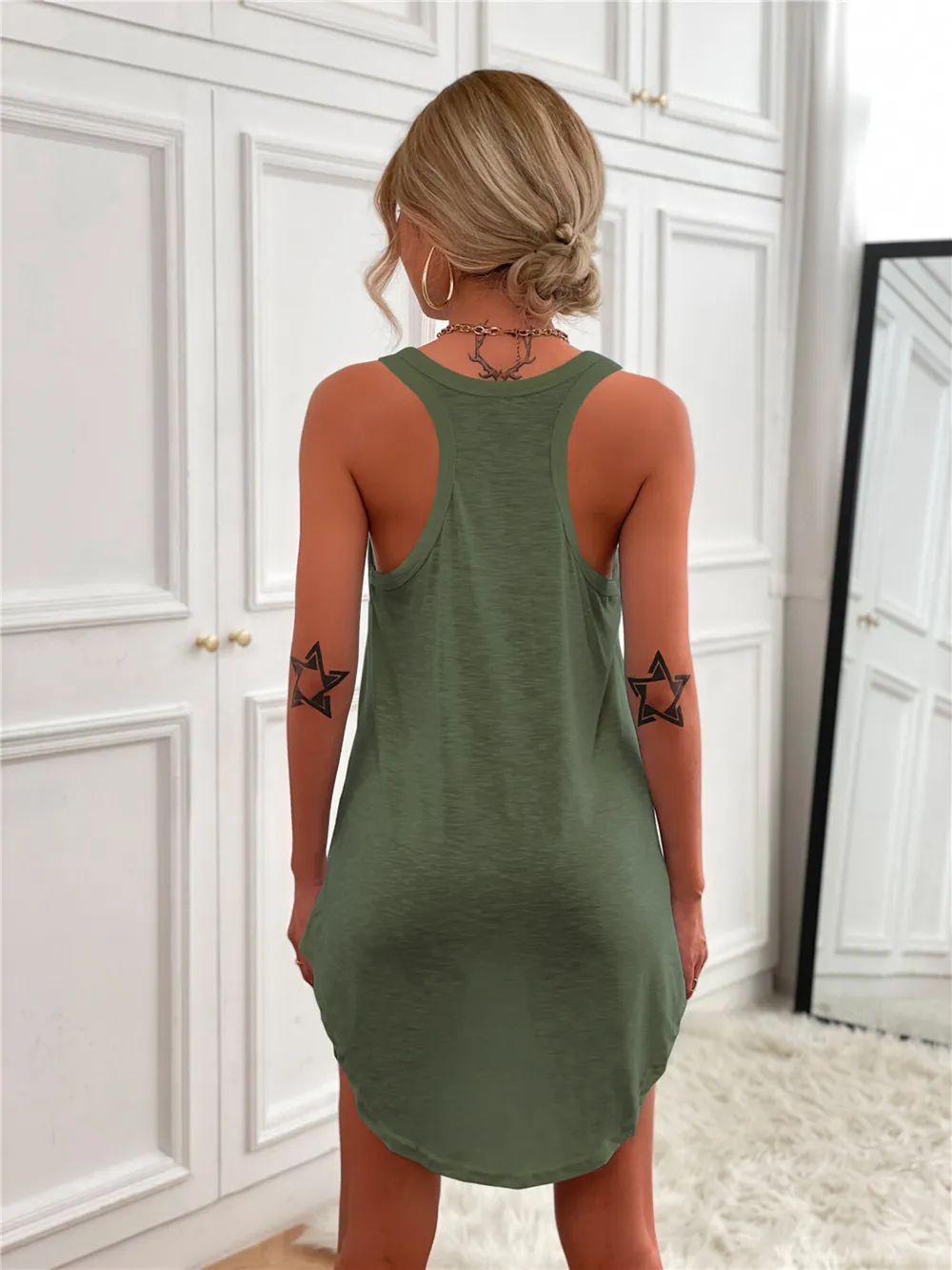 Casual Tank Mini Dress with Curved Hem, image 30