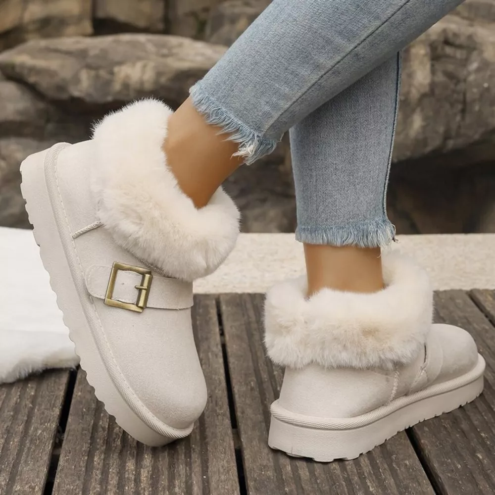 Fuzzy Trim Buckle Accent Winter Boots, image 15