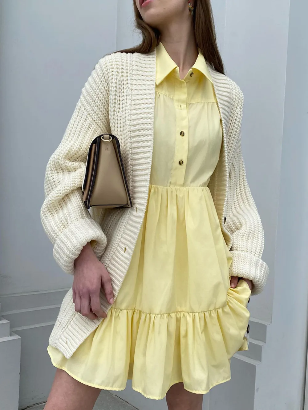 Tiered Long Sleeve Shirt Dress, image 3