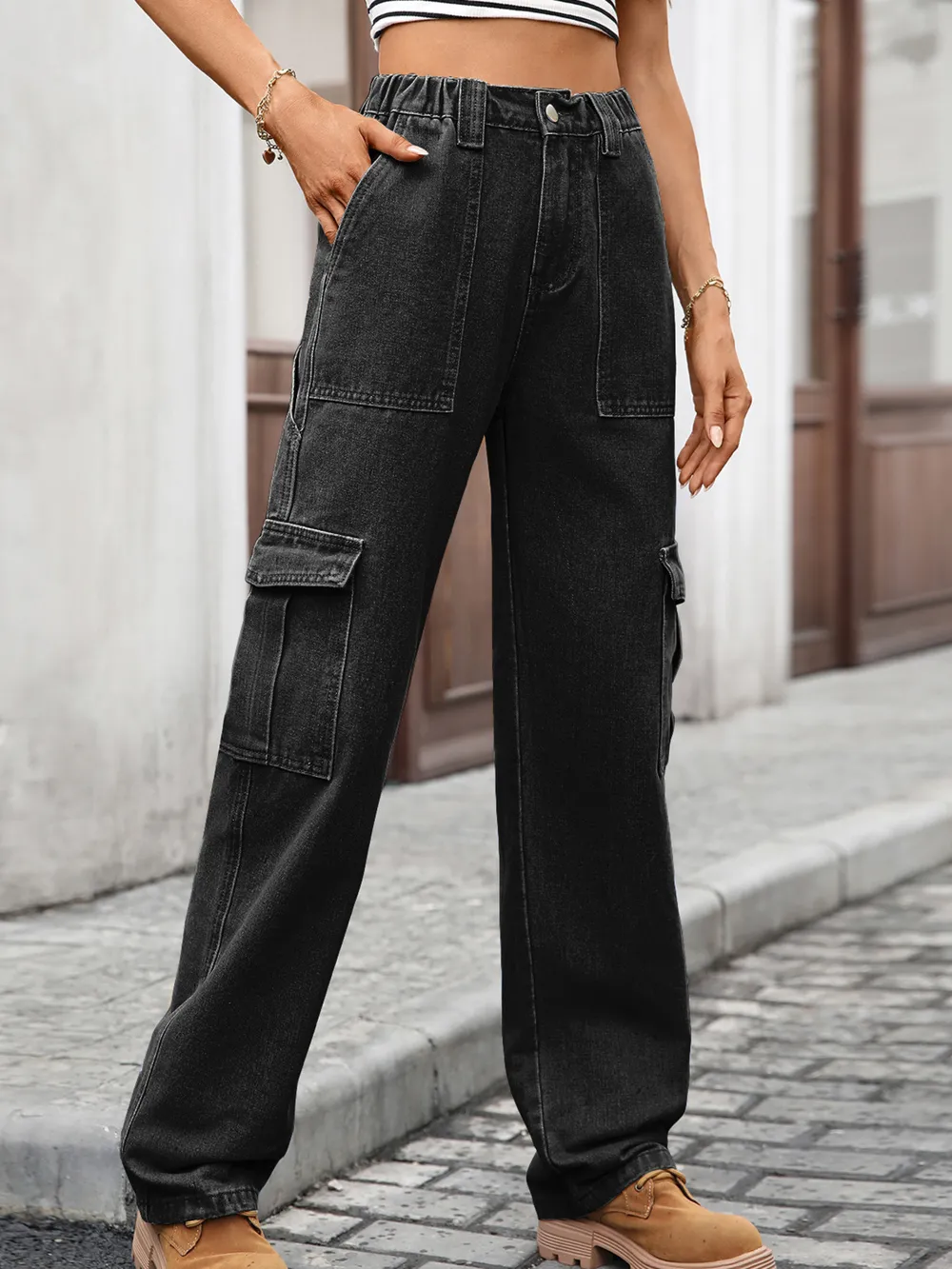 High-Waisted Cargo Jeans, image 14