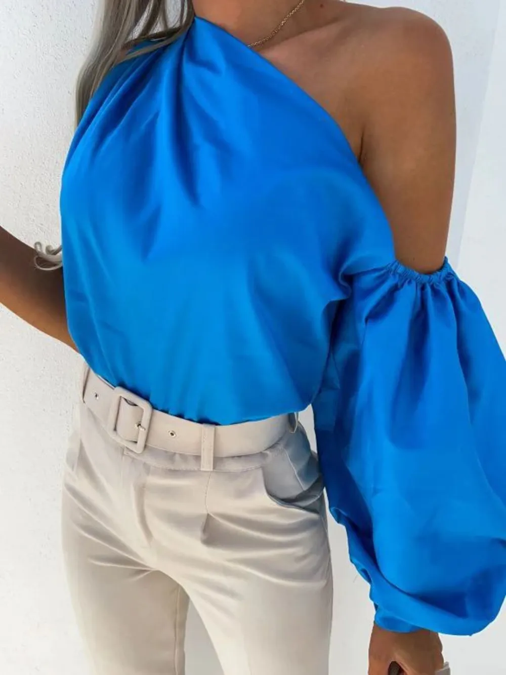 One Shoulder Puff Sleeve Blouse, image 12