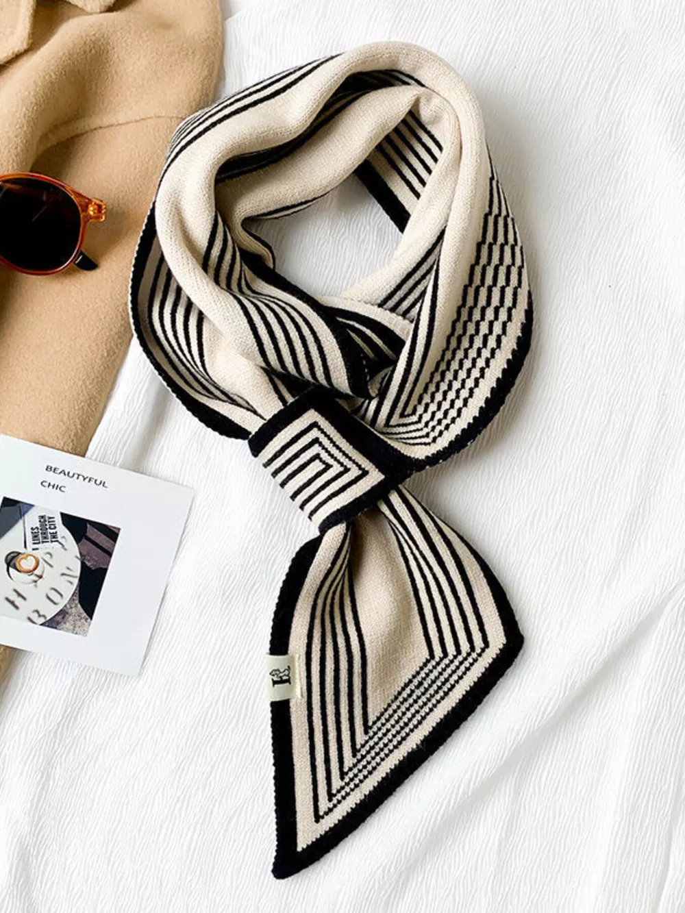 Striped Knitted Winter Scarf