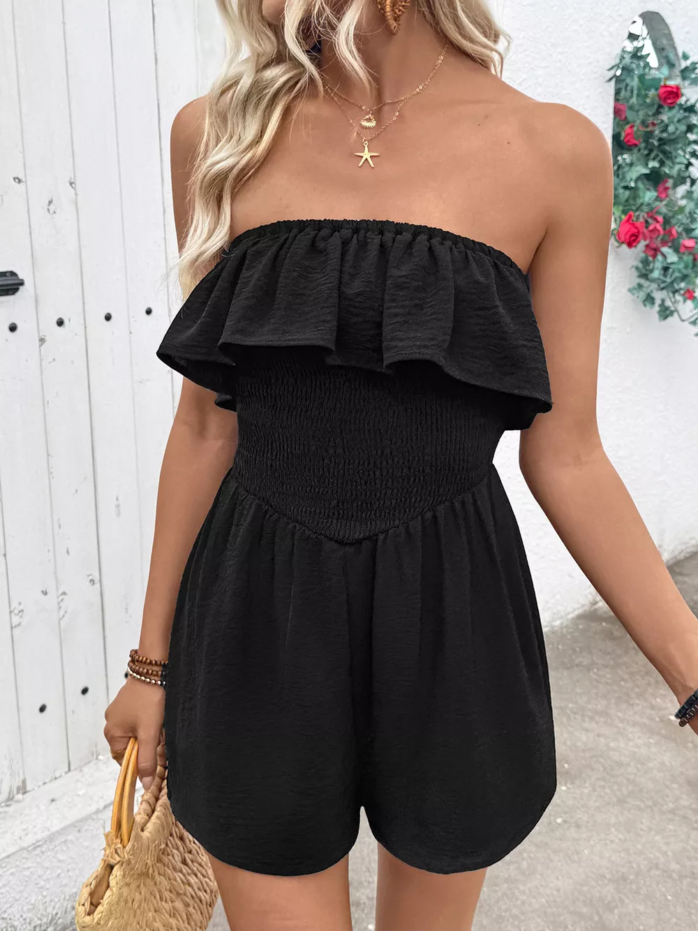 Ruffled Smocked Tube Romper, image 9