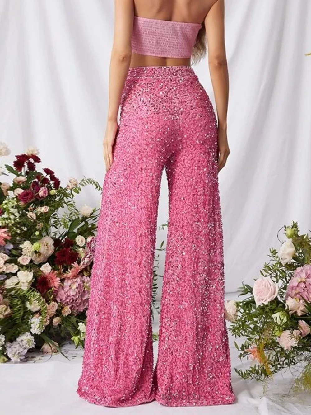 Sequin Embellished Wide Leg Pants, image 10
