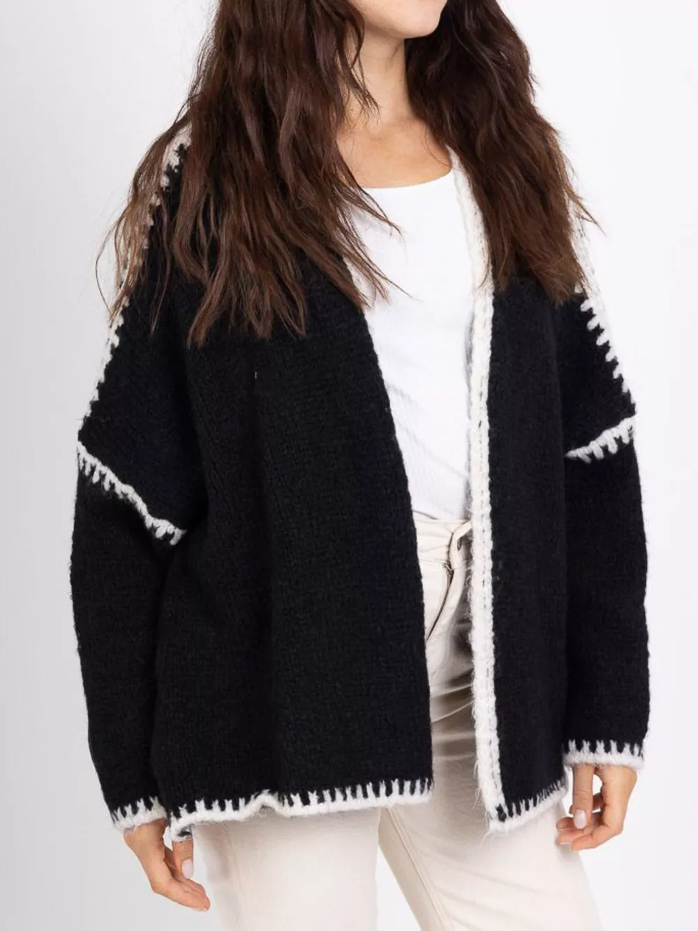 Contrast Trim Open Front Cardigan, image 24