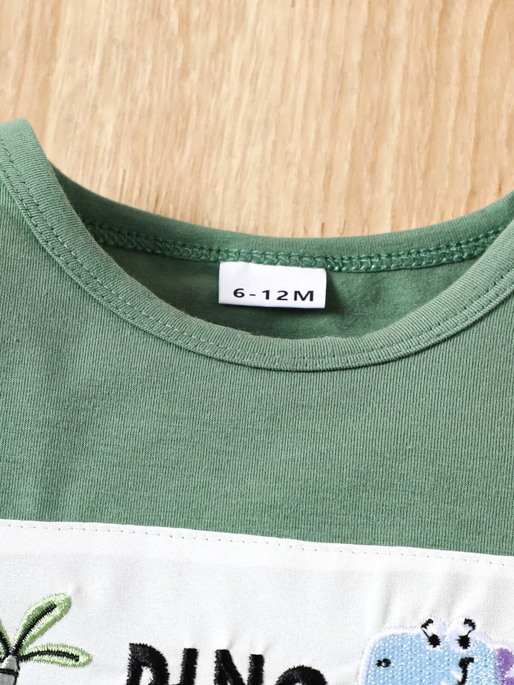 Children's Dino Embroidered Tee & Striped Shorts Set, image 2
