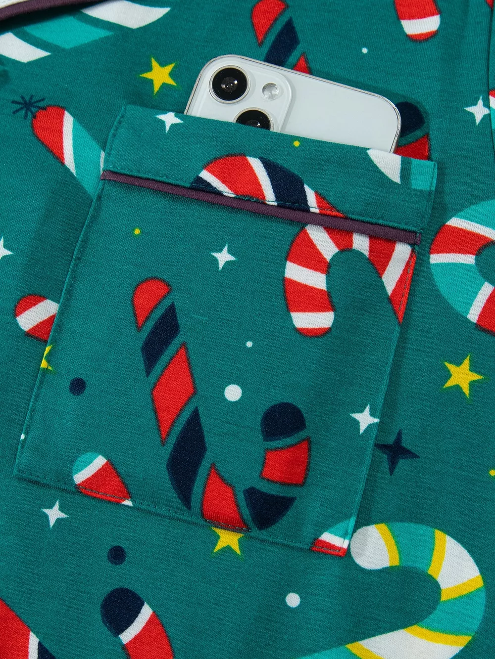 Abstract Candy Cane Print Long Sleeve Two Piece Lounge Set, image 7