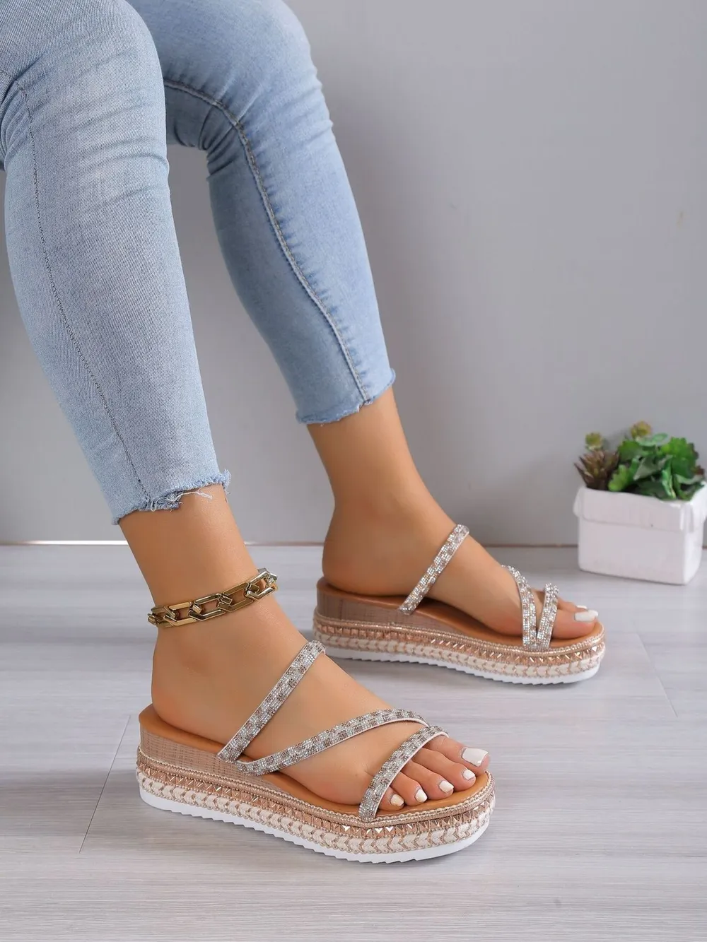 Woven Platform Wedge Sandals, image 9