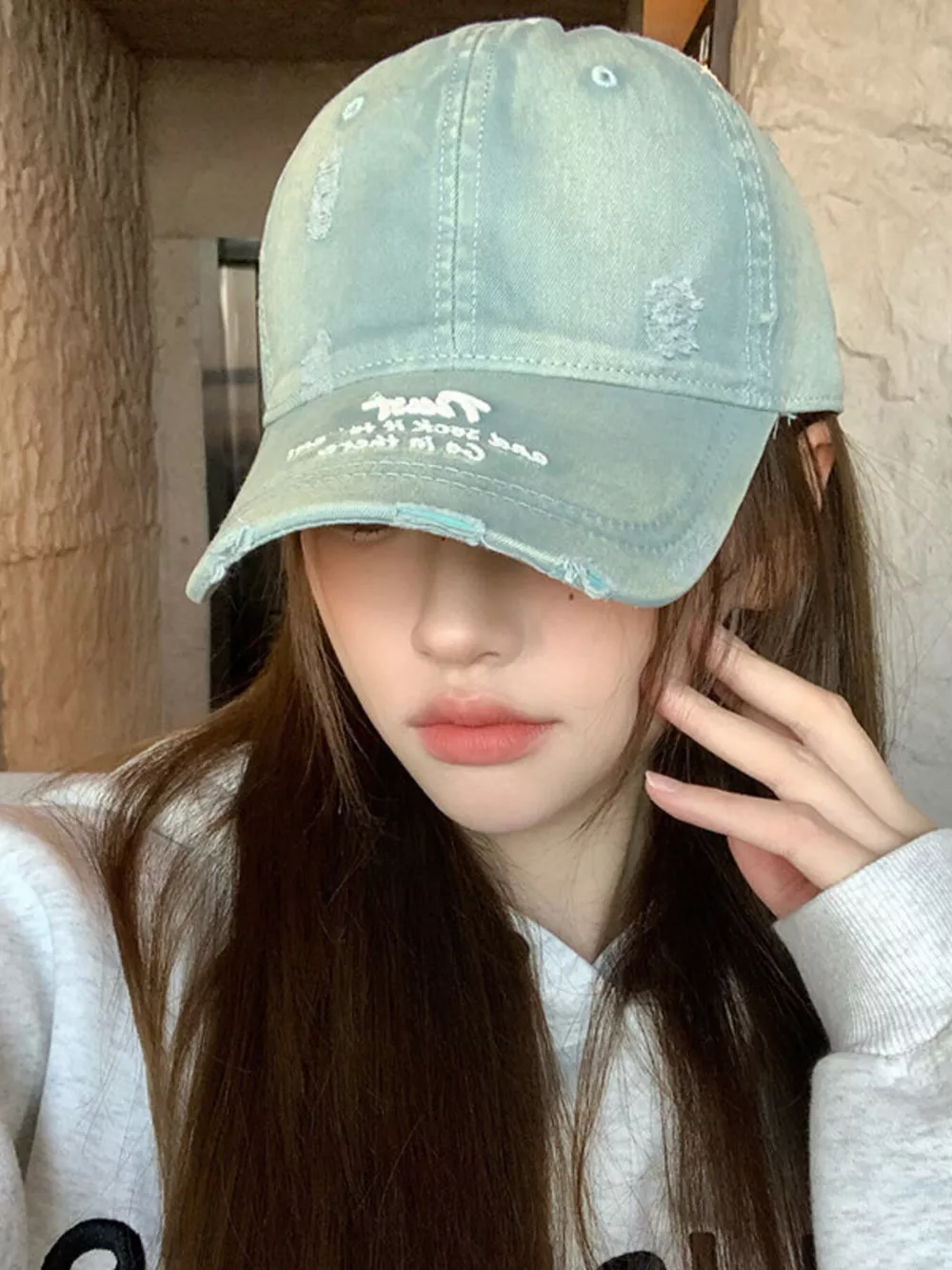 Distressed Embroidered Baseball Cap, image 4