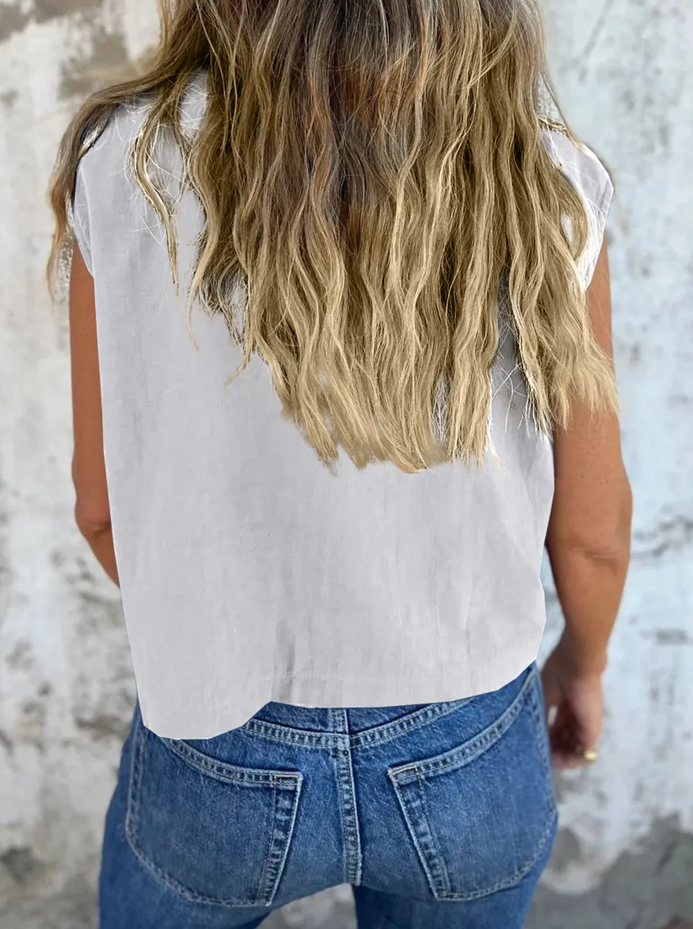 Full Size Button Down Cap Sleeve Linen Shirt Plus Size, image 13