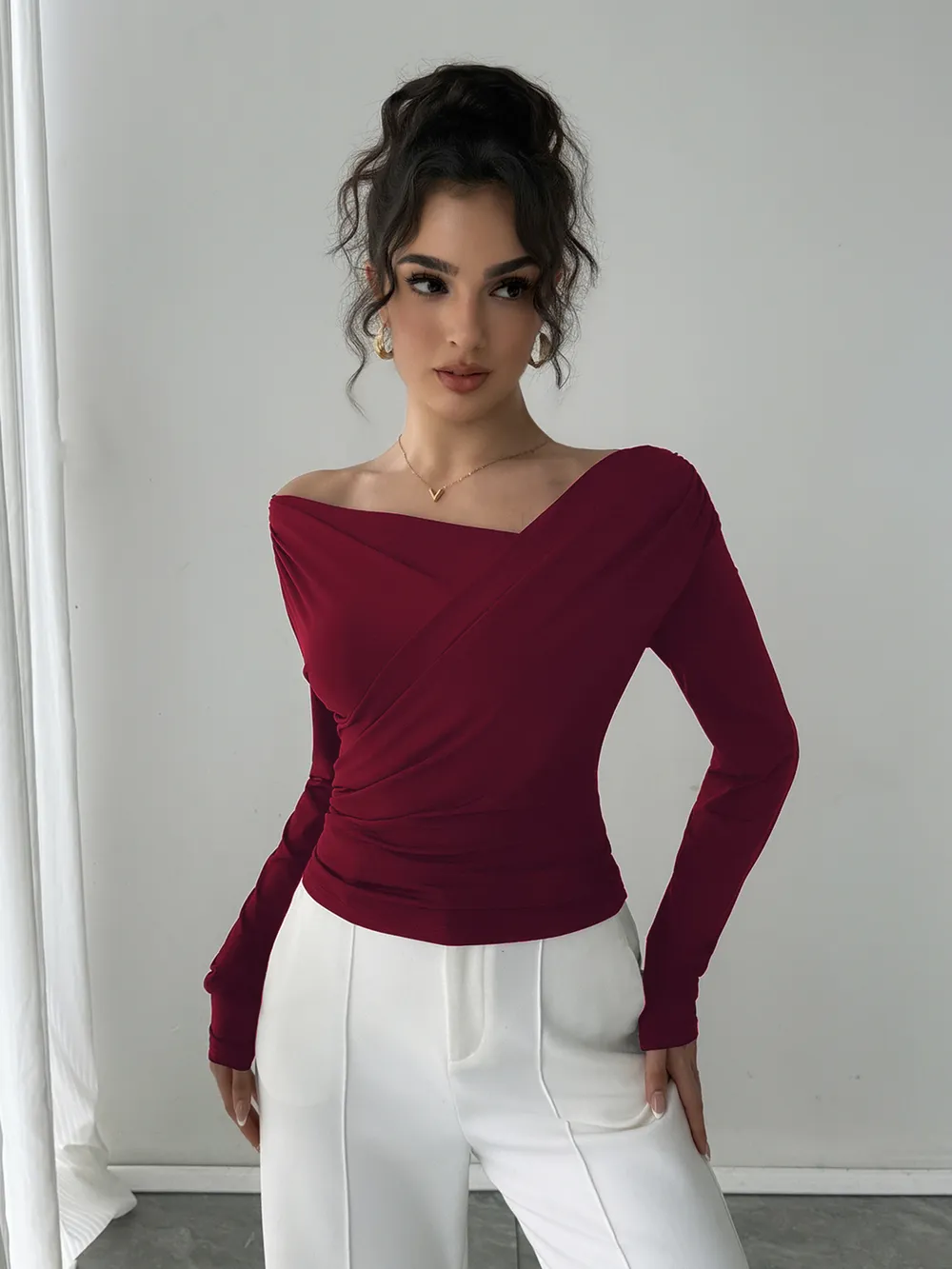 Asymmetrical Long Sleeve Blouse, image 6