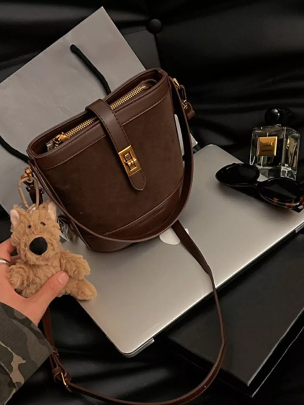 Top Handle Bucket Crossbody Bag, image 2