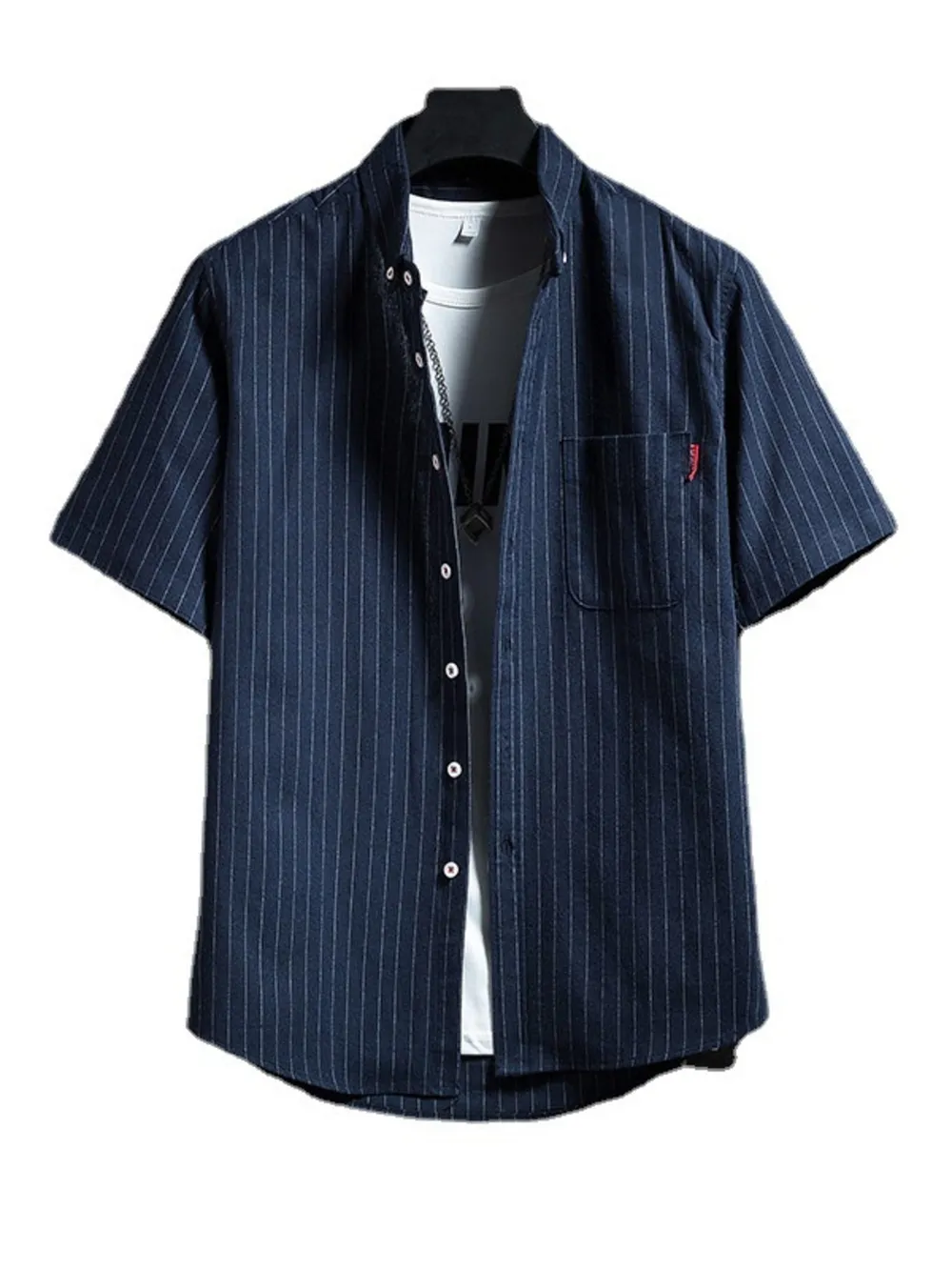 Men's Plus Size Casual Striped Short Sleeve Shirt, image 3