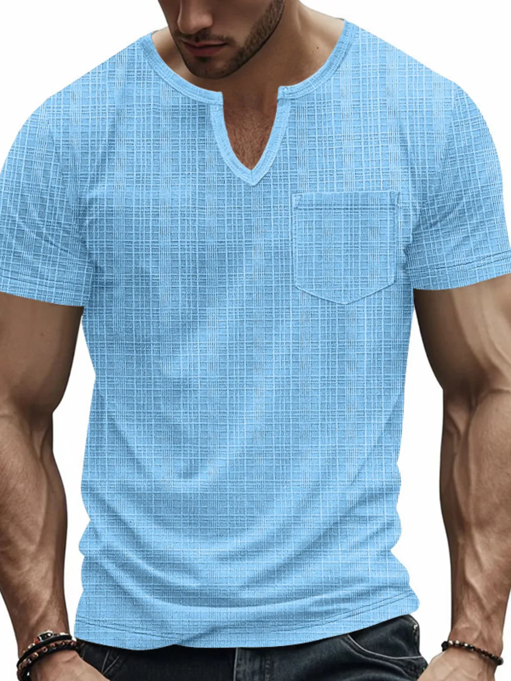 Men's Full Size Notched Short Sleeve T-Shirt Plus Size, image 7