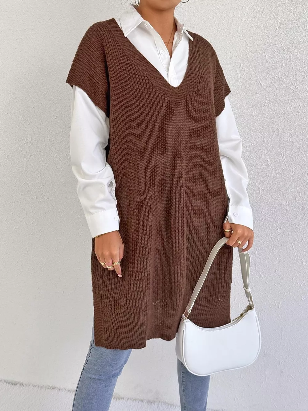 Oversized V-Neck Sweater Vest, image 6