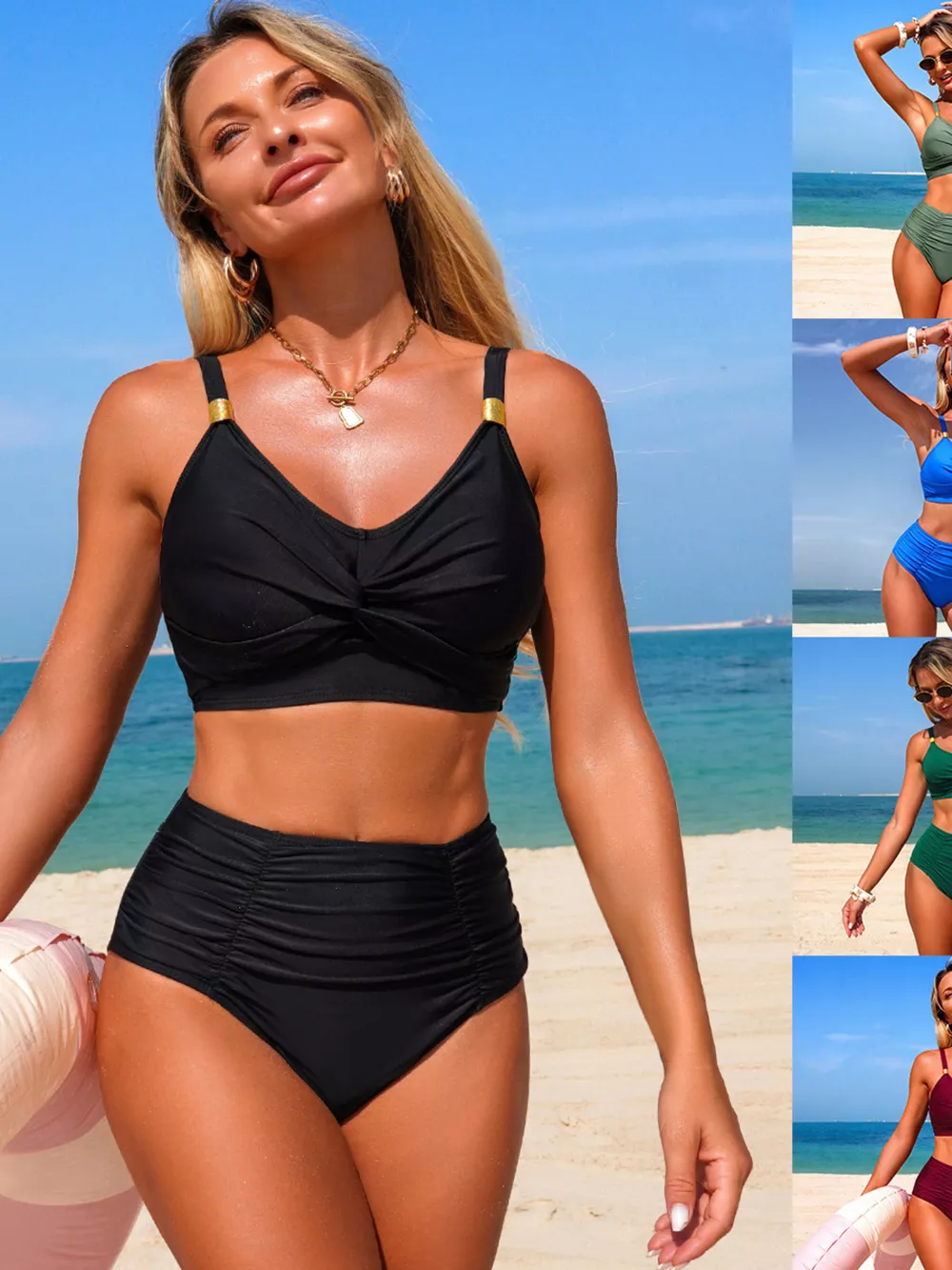 Twisted Front High-Waisted Bikini Set, image 10
