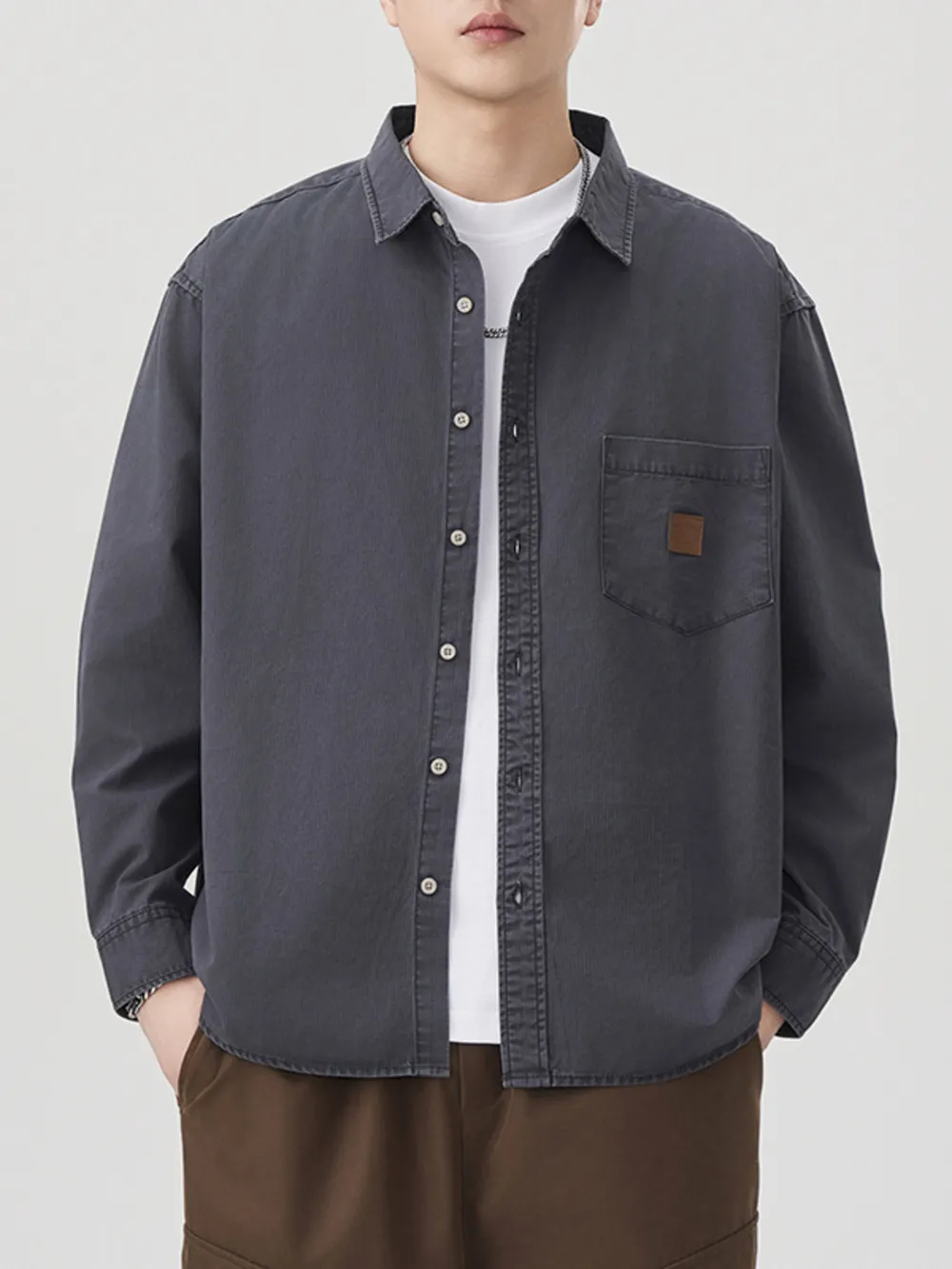Men's Plus Size Button Up Long Sleeve Shirt, image 4