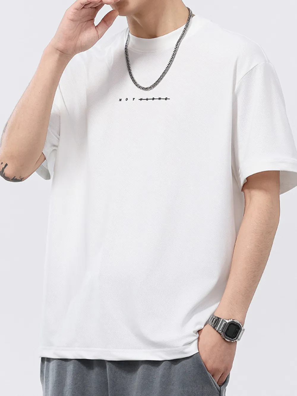Men's Plus Size Round Neck Short Sleeve T-Shirt, image 2