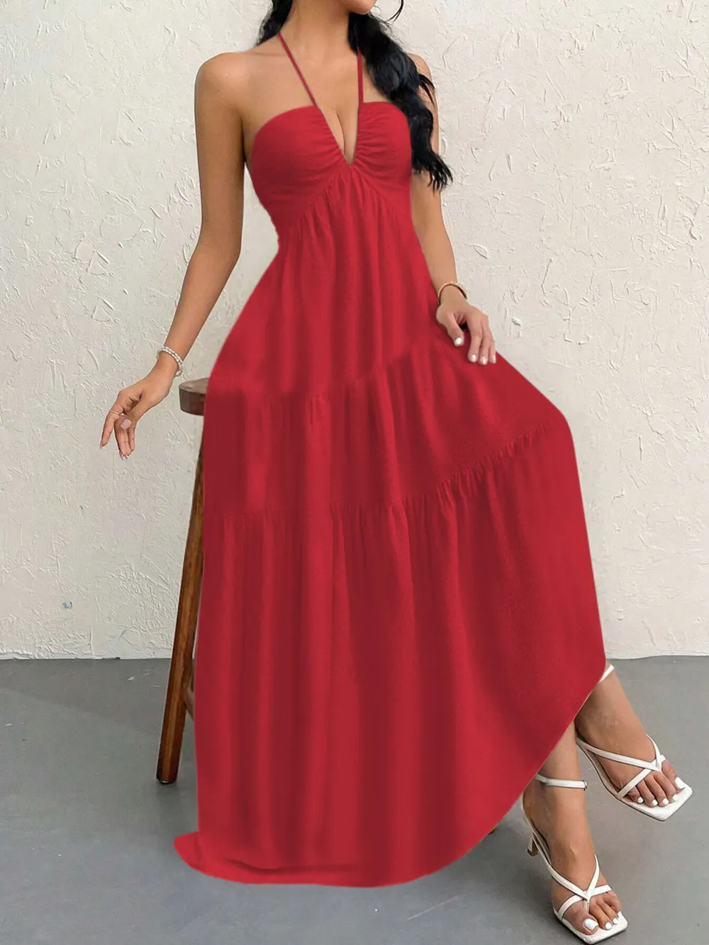 Halter Neck Tiered Maxi Dress, image 18