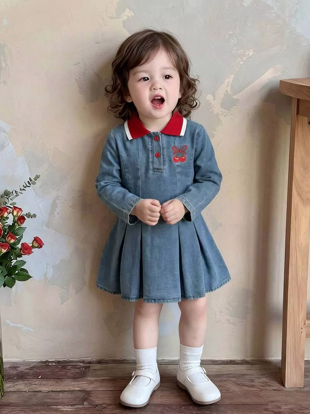Children's Cherry Embroidered Polo Dress
