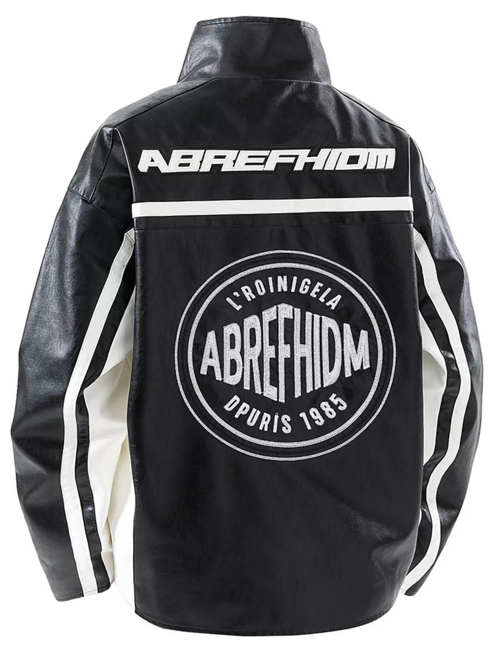 Men's Plus Size Zip Up Long Sleeve Leather Jacket, image 2