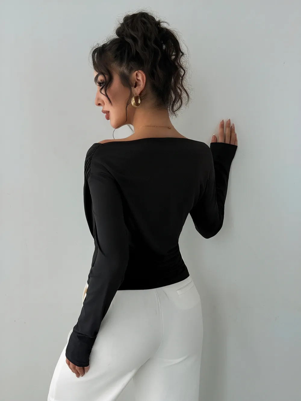 Asymmetrical Long Sleeve Blouse, image 7