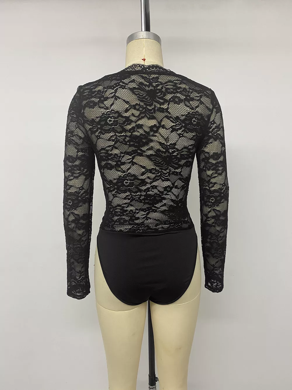 Lace Long Sleeve Bodysuit with Bow Detail, image 10