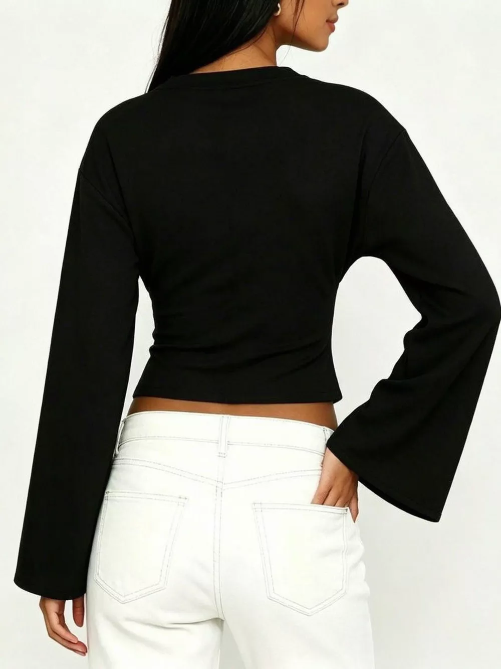 V-Neck Flare Sleeve Blouse, image 8