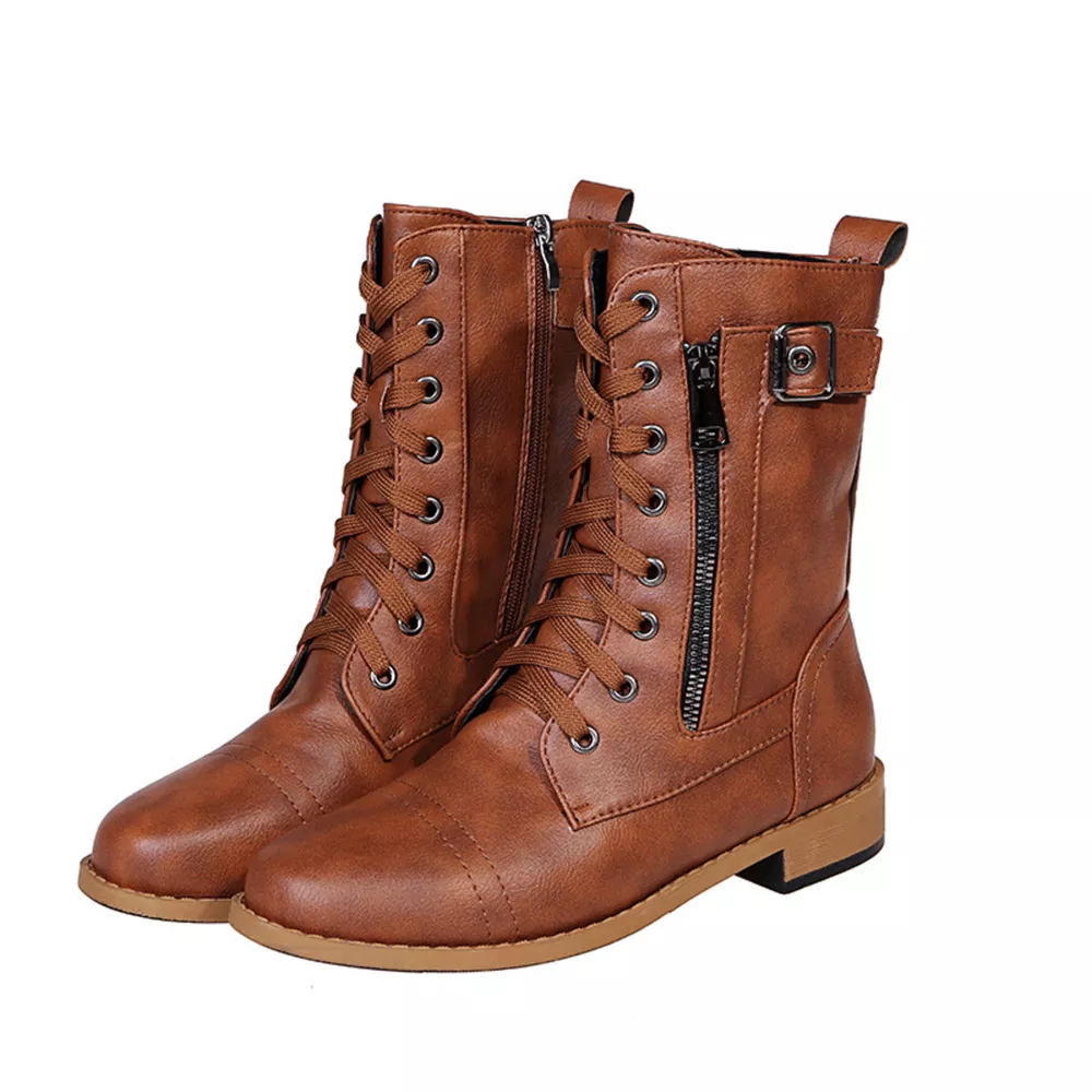 Lace-Up Ankle Boots with Zipper Detail, image 12