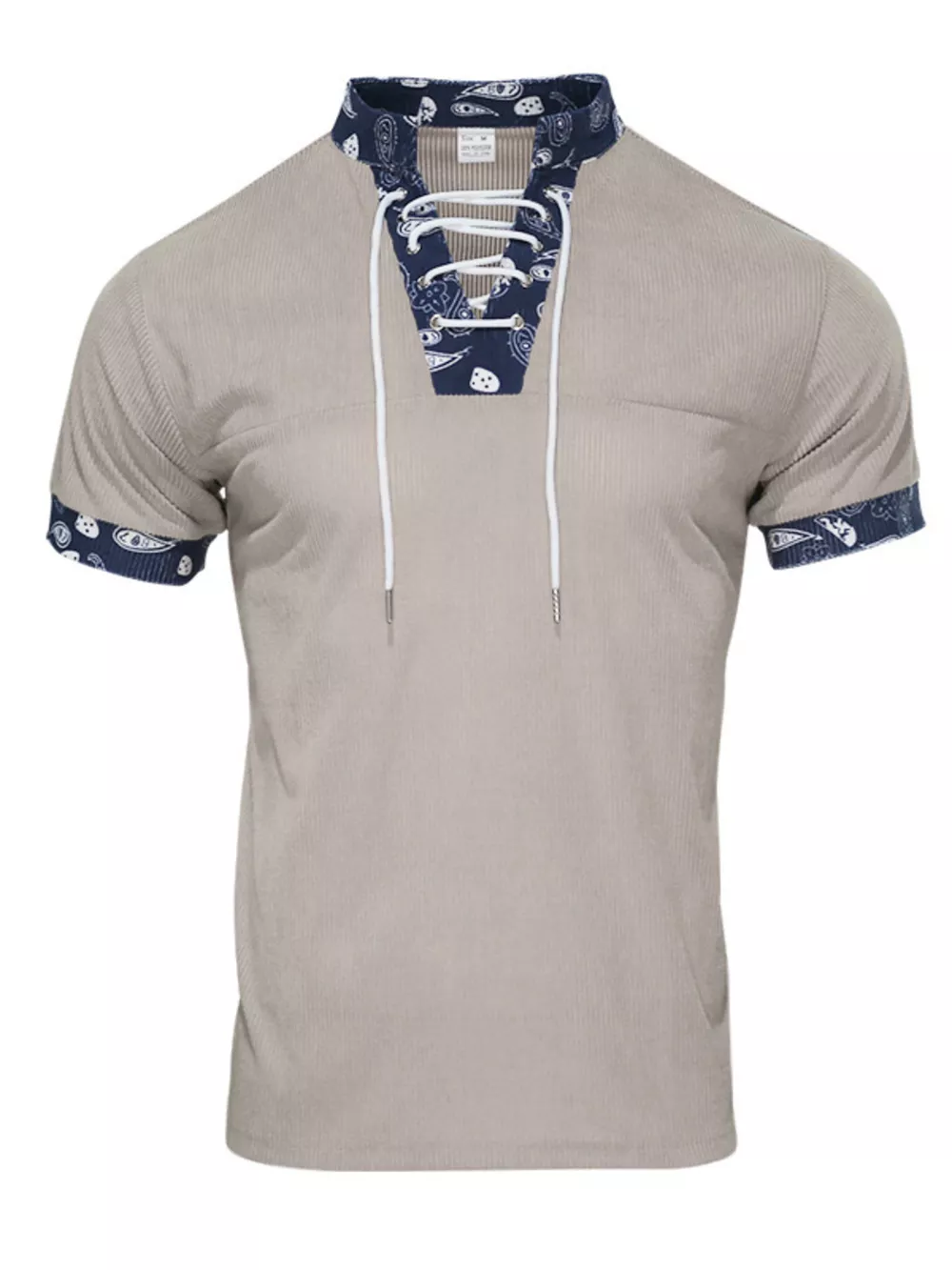 Men's Full Size Lace-Up Collar T-Shirt Plus Size, image 10