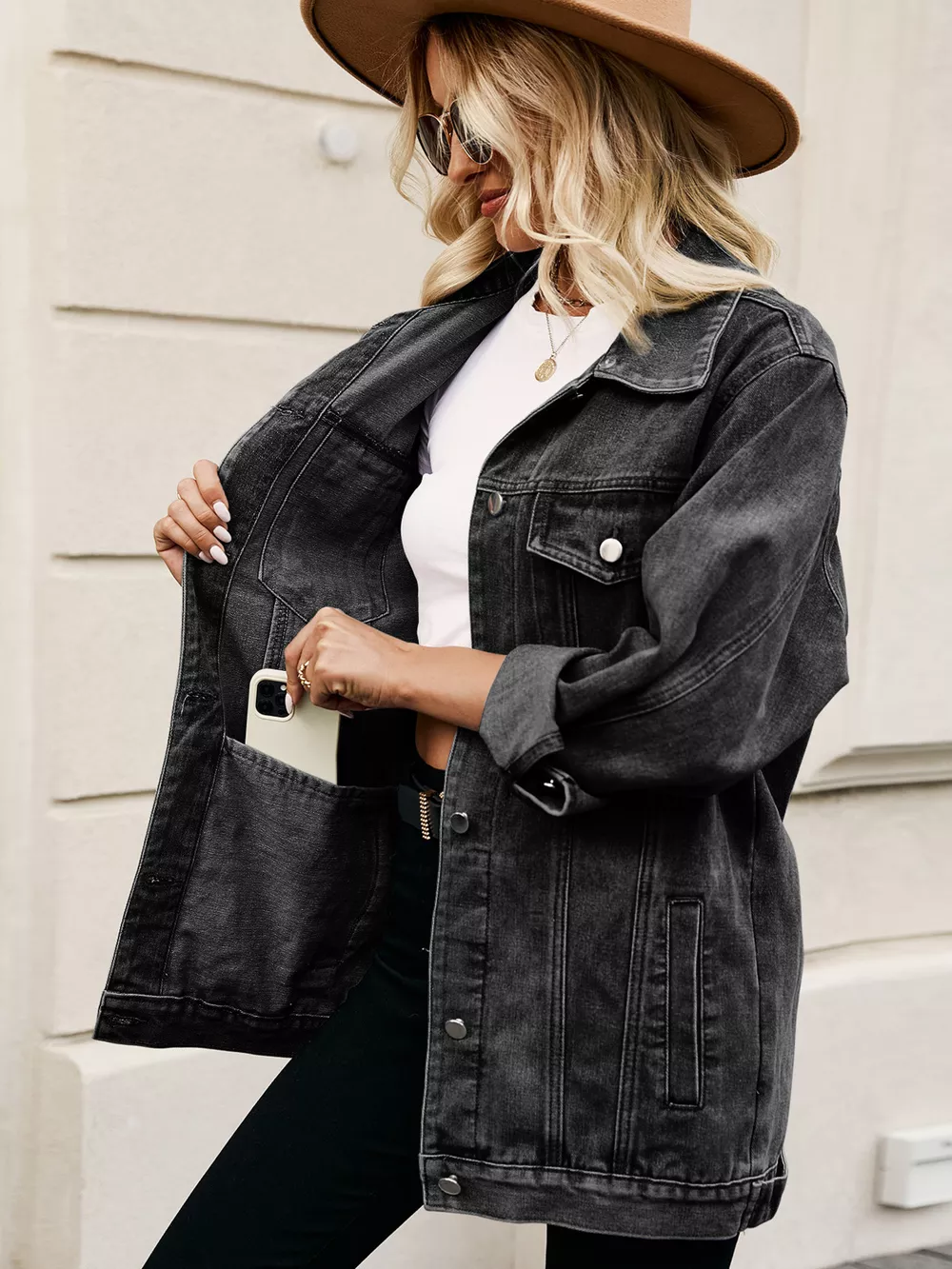 Button Up Long Sleeve Denim Jacket, image 8