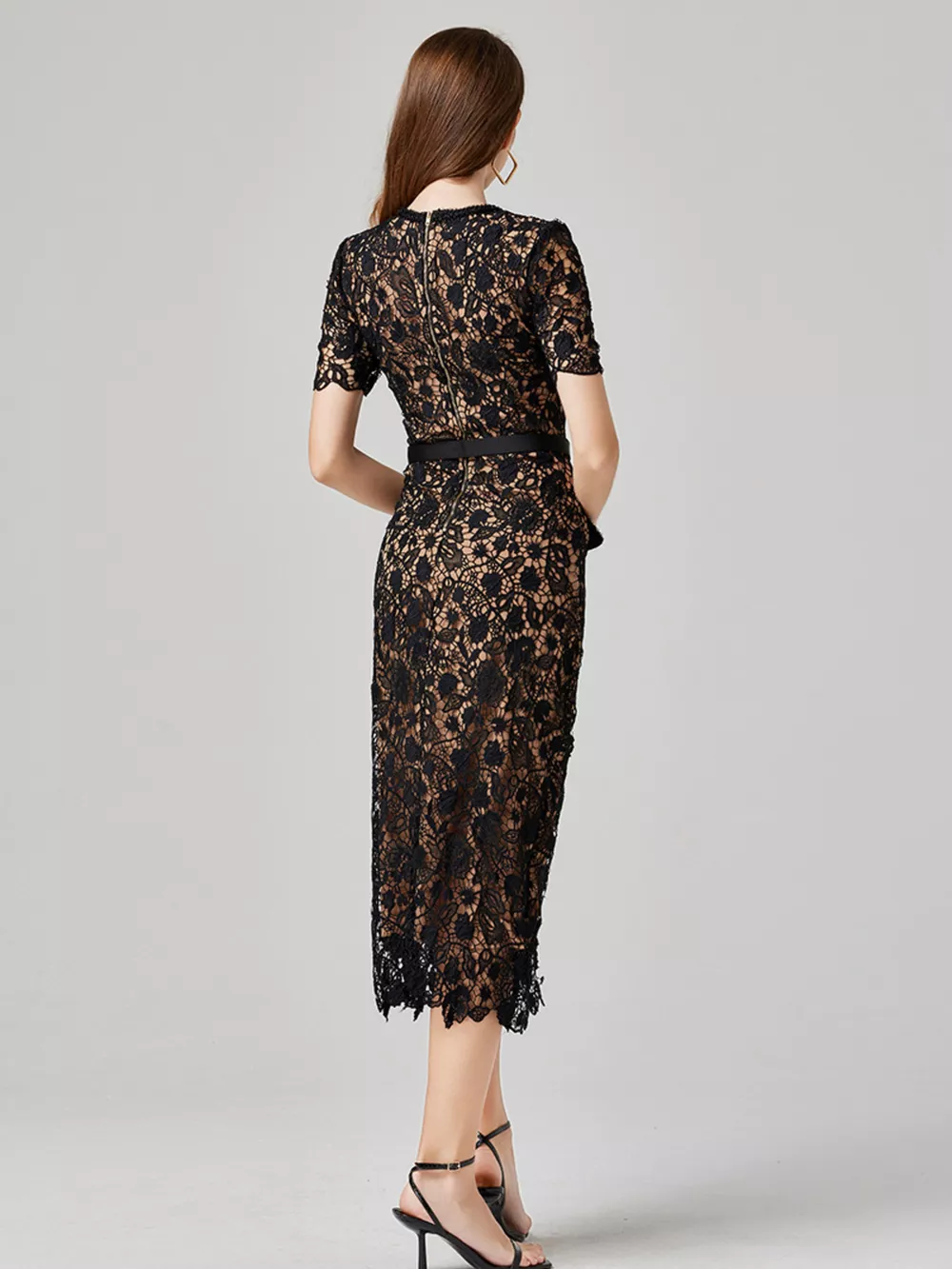 Lace Button-Up Midi Dress, image 6