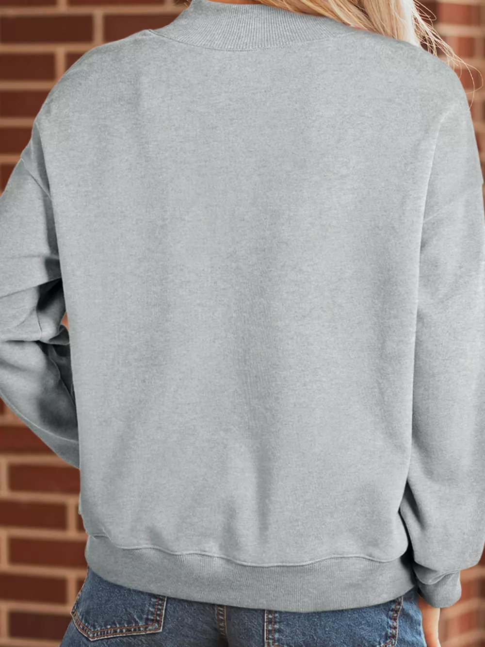 Lucky Mallard Print Mock Neck Casual Pullover Sweatshirt, image 4