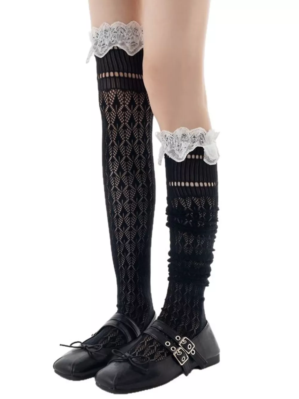 Lace Over-the-Knee Hollow-Out Stockings, image 3