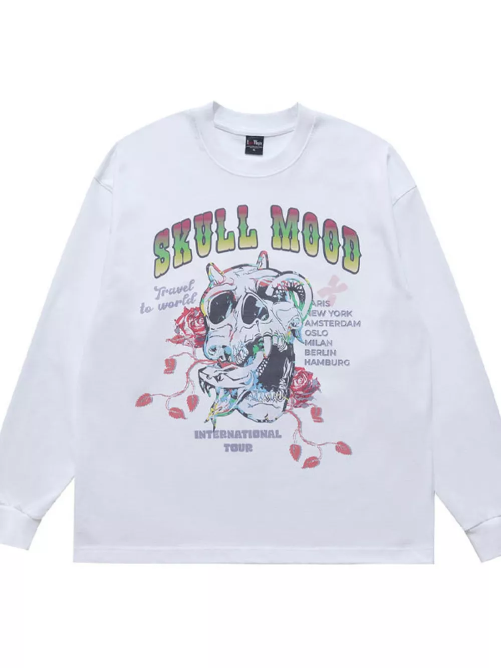 Men's Skull Mood Graphic Long Sleeve T-Shirt, image 7