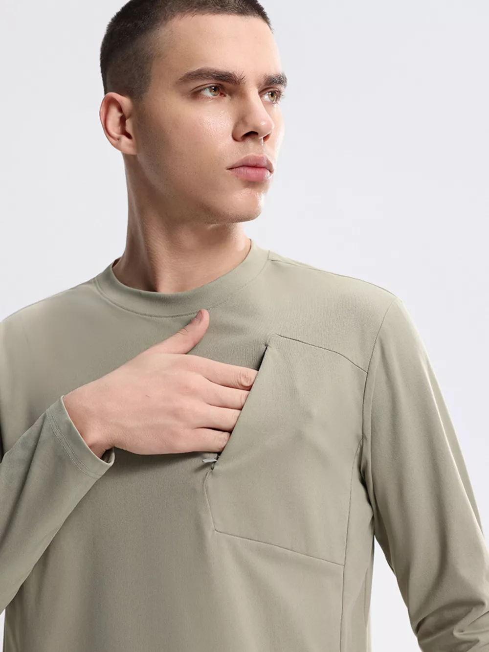 Men's Plus Size Casual Long Sleeve Active Sweatshirt with Zipper Pocket, image 4