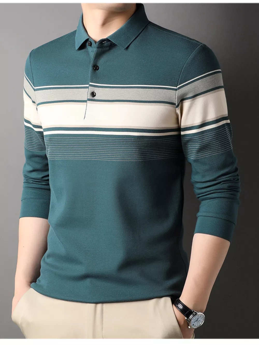 Men's Plus Size Button Detail Short Sleeve Polo, image 3
