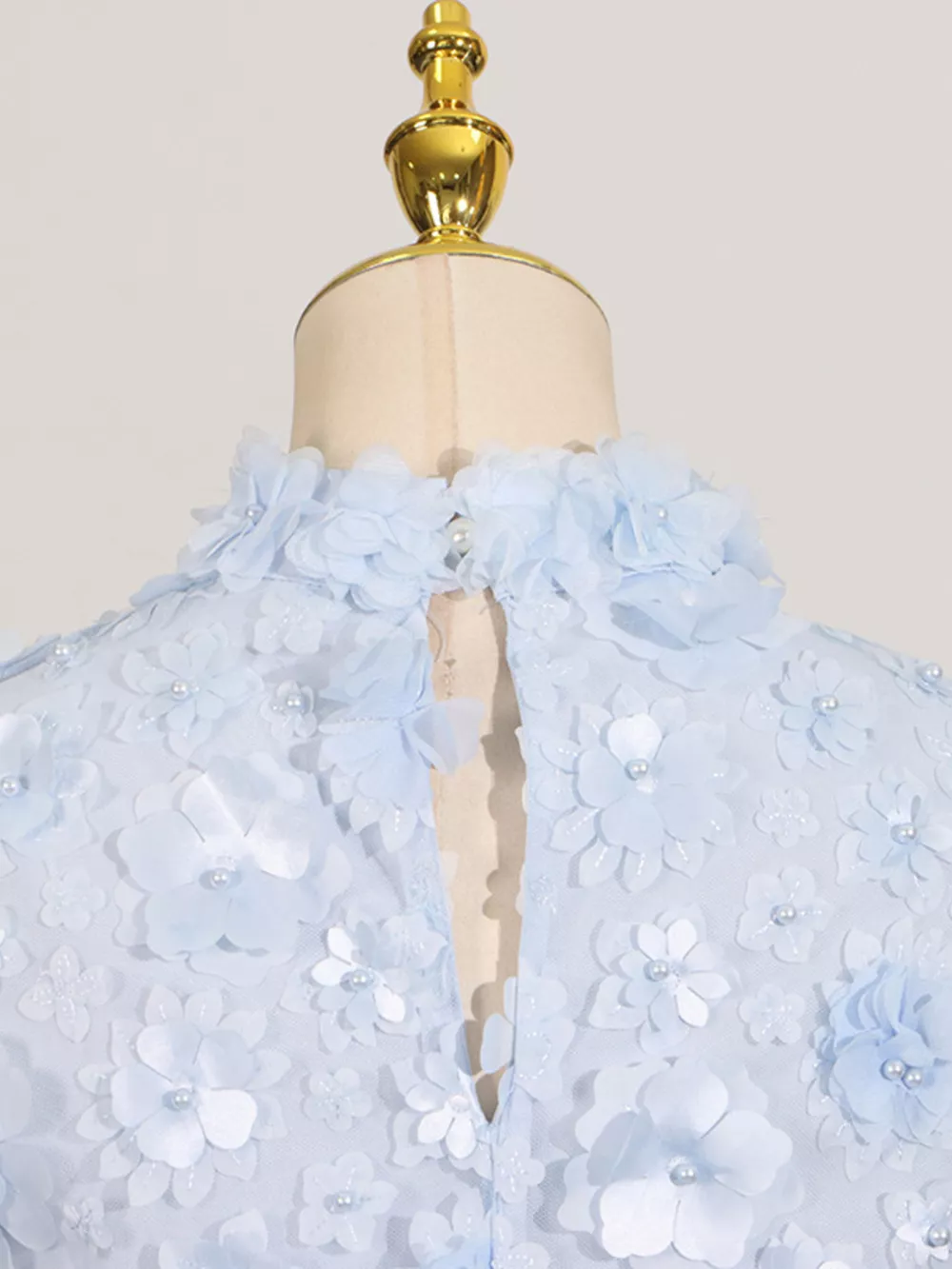 Floral Applique High Neck Sleeveless Mini Dress, image 8