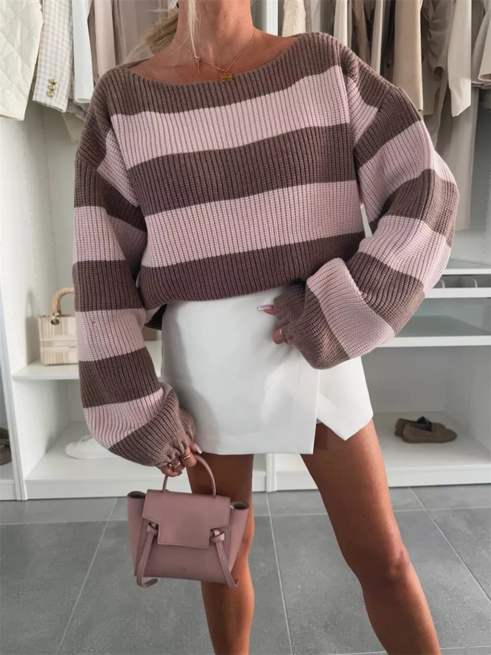 Contrast Striped Long Sleeve Sweater, image 2