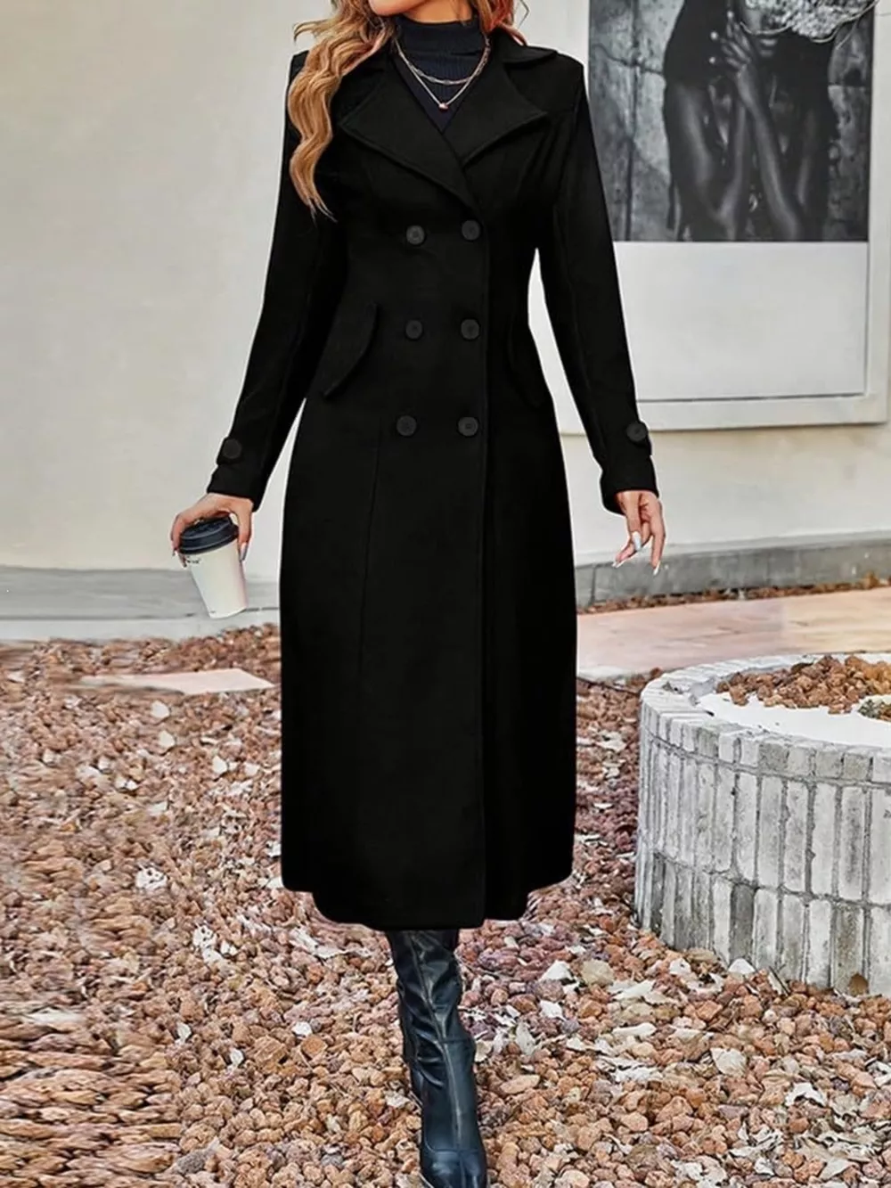Full Size Double-Breasted Longline Trench Coat Plus Size, image 5